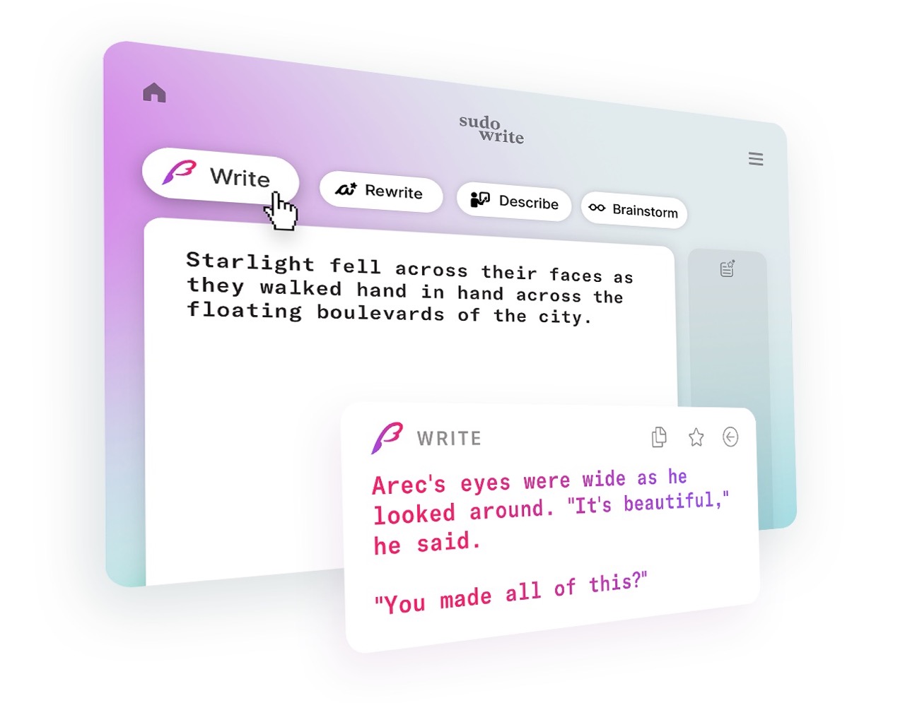 SUDOWRITE. Ai story Generation. Ai story. Ai written code.